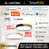 SmartLife Smart LED Ceiling Light WiFi APP Control Remote Dimmable Wooden Surface Mount Siling Light MUJI Ceiling Lamp