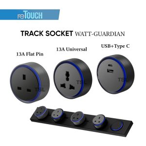 [NEW] RETOUCH WATT-GUARDIAN ( BLACK / GREY ) POWER TRACK SOCKET ( 13AMP / UNIVERSAL / TYPE A+C )