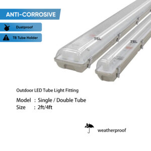 Outdoor Anti-Corrosive Light Fitting Single / Double Tube 2FT / 4FT For T8 LED Tube