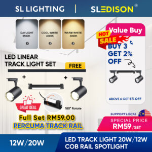 1 Meter/2Meter Linear Track Light Set SL EDISON 12W/20W LED Track Light