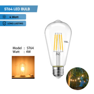 ST 64 E27 4W LED Filament Bulb Candle Bulb Design For Decoration