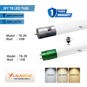 T8 LED Tube 2FT 10W / 15W SIRIM Approved Energy Saving LED Tube Light
