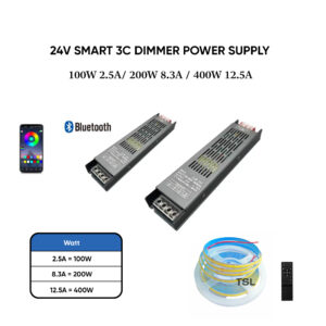 24V Smart 3C Dimmer Power Supply 100W 200W 400W For LED Strip Light Bluetooth App & Remote Control