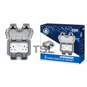 JET MP22 13A 2 Gang Double Bakelite Switch Socket IP66 Weatherproof SIRIM Approved