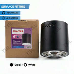 6" E27 Flush Mount Surface Downlight Casing Milo Tin Ceiling Light for E27 LED Bulb (Black / White)