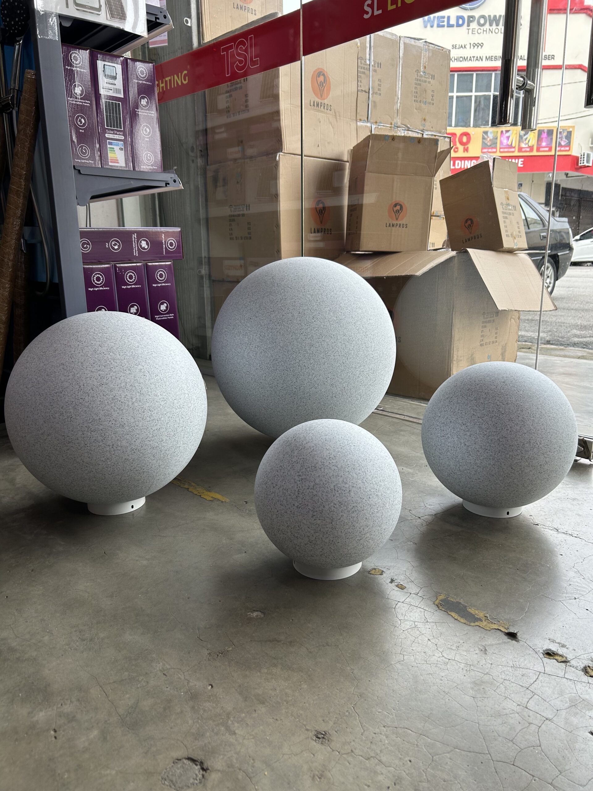 Outdoor Moon Light LED Marble Style Garden Lamp E27 White Granite Globe Pillar Light 250/300/400/500mm - Image 5