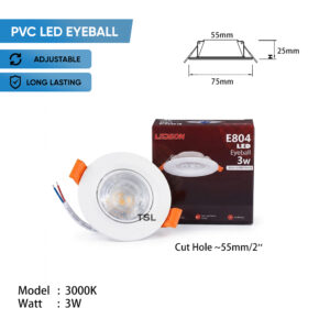 PVC EYEBALL LED SPOTLIGHT CABINET LIGHT 2INCH 2'' 50-55MM
